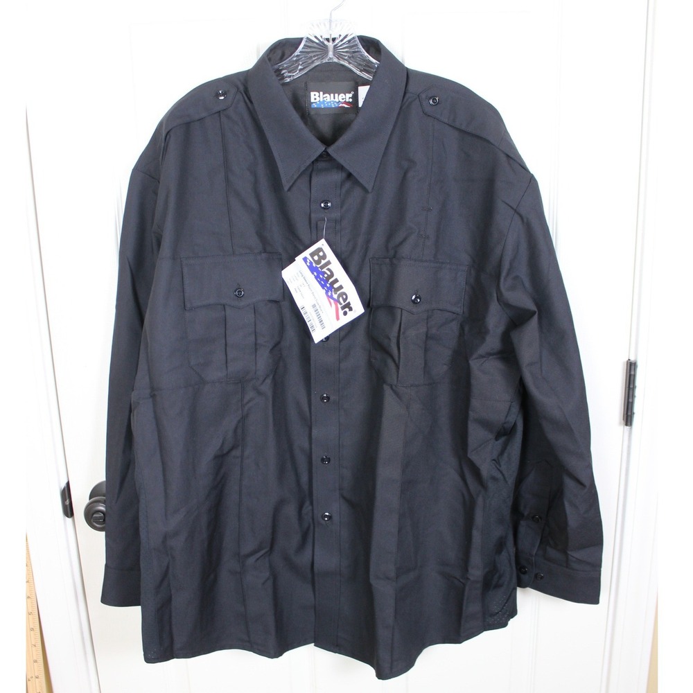 Blauer 8906 Dark Navy Rayon Blend SuperShirt Long Sleeve Duty Uniform 18.5 x 35